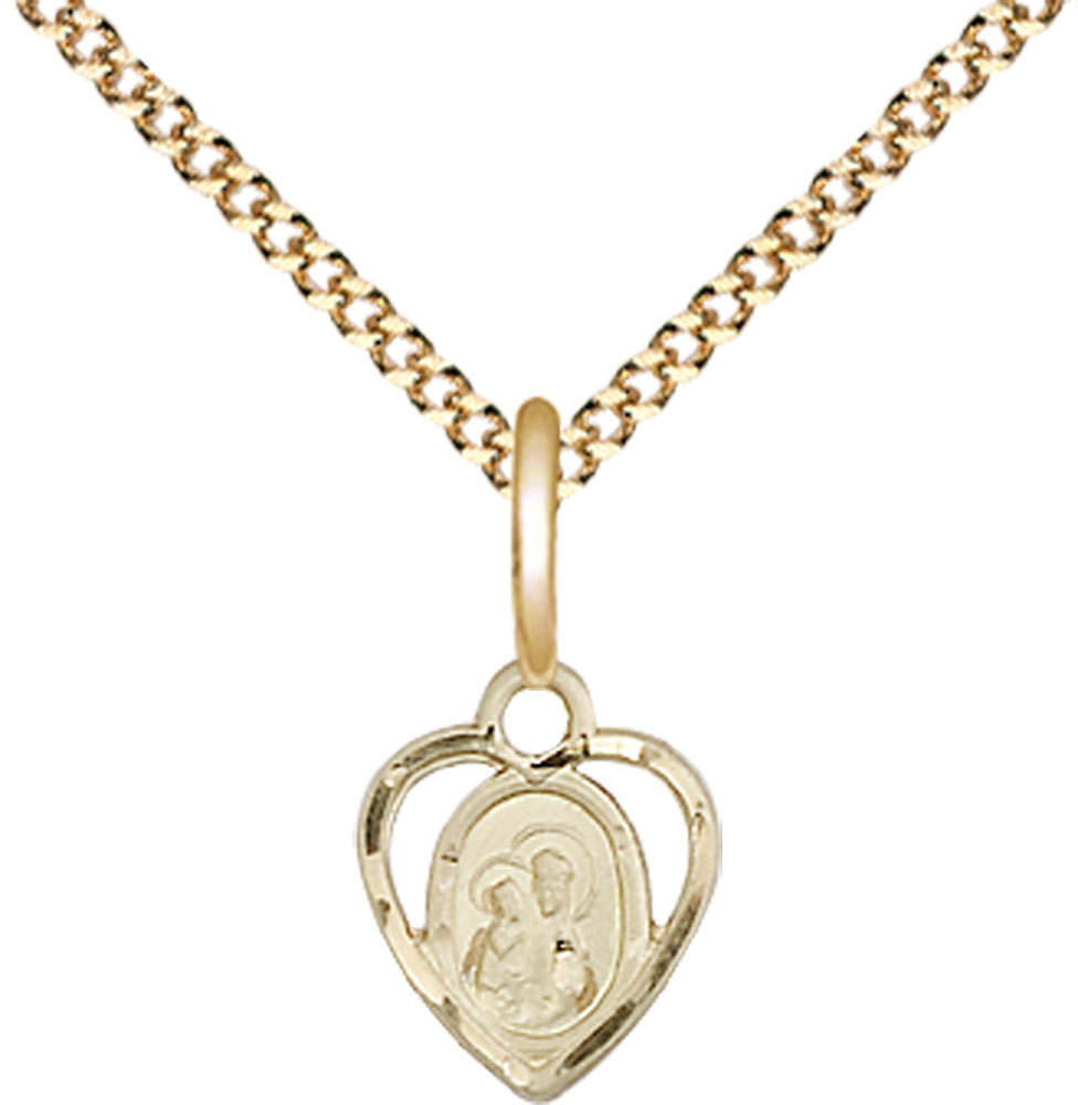 14kt Gold Filled Our Lady of Perpetual Health Pendant on a 18 inch Gold Plate Light Curb chain