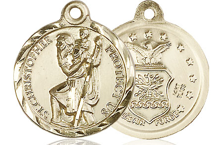 14kt Gold Saint Christopher Air Force Medal