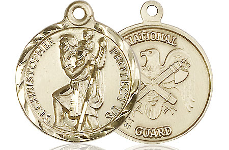 14kt Gold Saint Christopher National Guard Medal