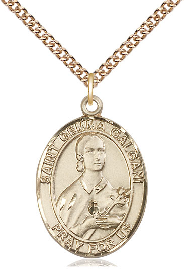 14kt Gold Filled Saint Gemma Galgani Pendant on a 24 inch Gold Filled Heavy Curb chain