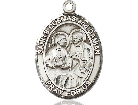 Sterling Silver Saints Cosmas &amp; Damian Medal