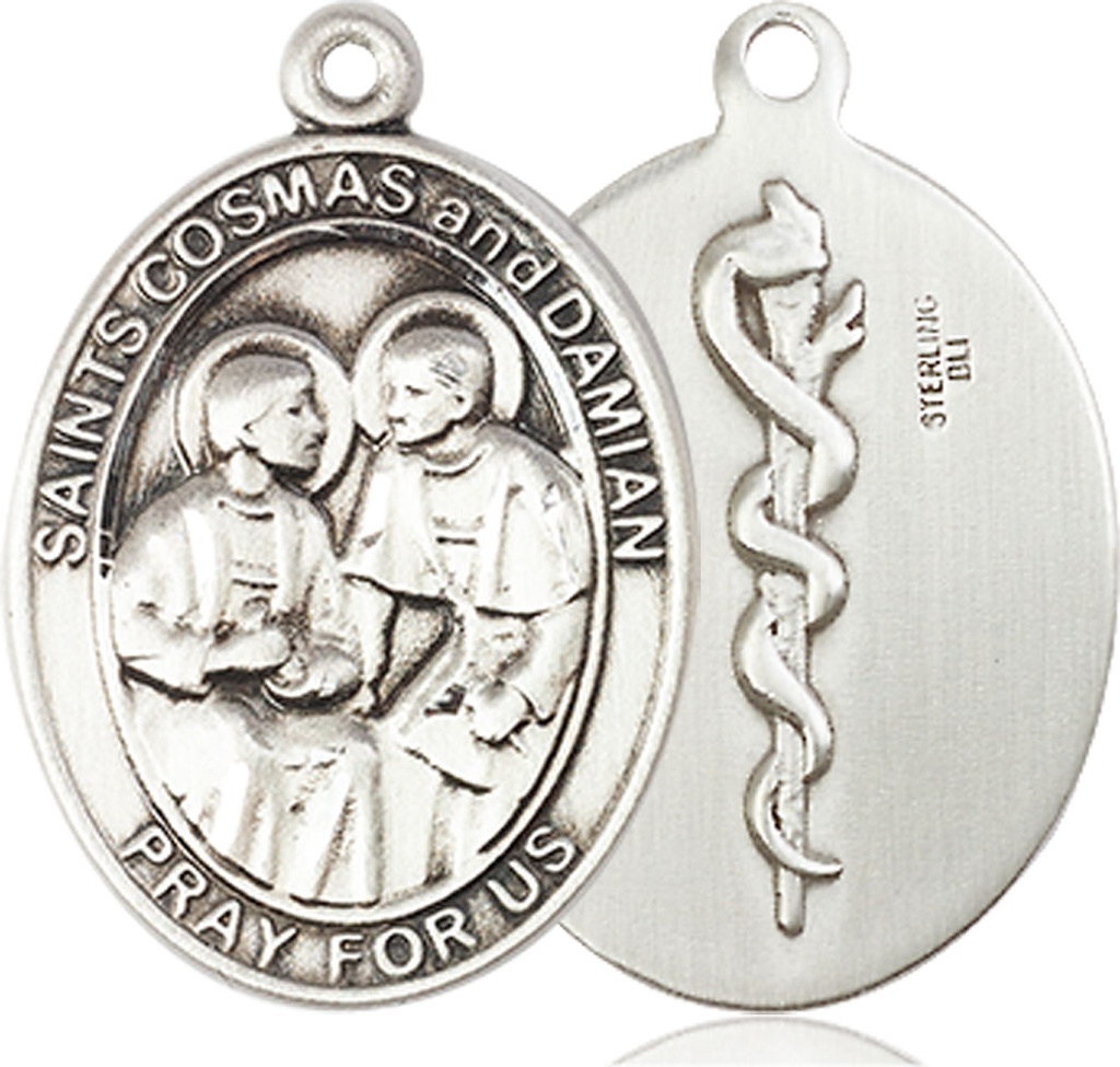 Sterling Silver Saints Cosmas &amp; Damian Doctors Medal