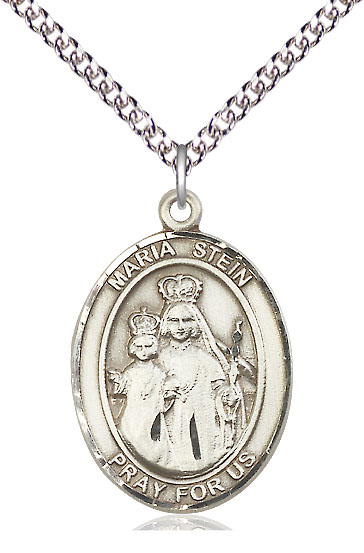 Sterling Silver Maria Stein Pendant on a 24 inch Sterling Silver Heavy Curb chain