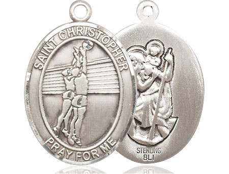 Sterling Silver Saint Christopher Volleyball Medal