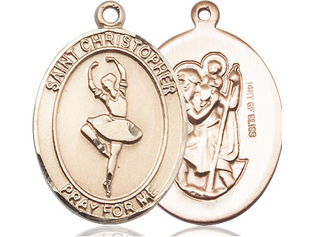 14kt Gold Filled Saint Christopher Dance Medal