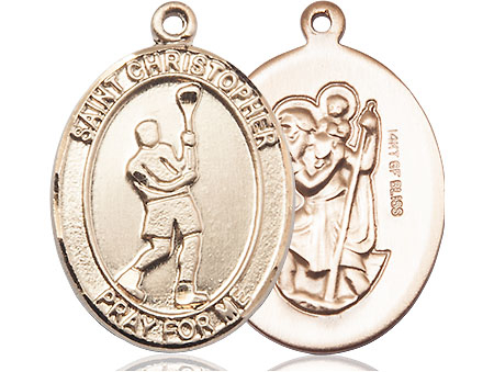 14kt Gold Filled Saint Christopher Lacrosse Medal