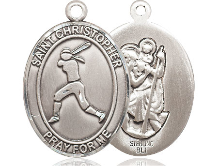 Sterling Silver Saint Christopher Softball Medal