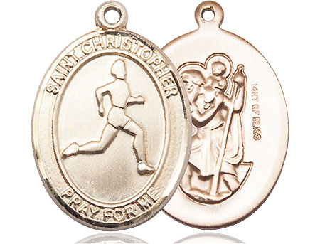 14kt Gold Filled Saint Christopher Track&amp;Field Medal