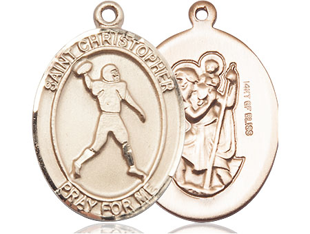 14kt Gold Filled Saint Christopher Football Medal