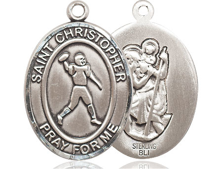 Sterling Silver Saint Christopher Football Medal