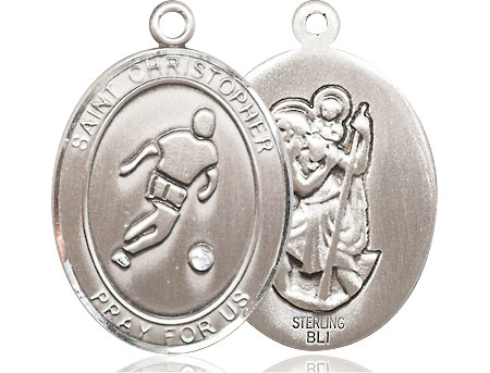 Sterling Silver Saint Christopher Soccer Medal