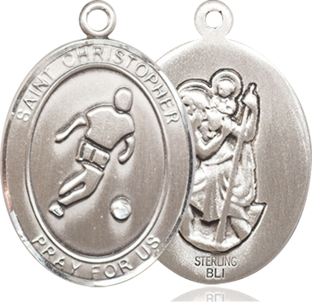 Sterling Silver Saint Christopher Soccer Medal