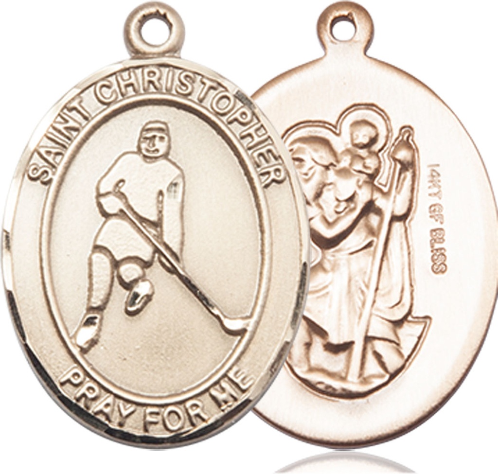 14kt Gold Filled Saint Christopher Ice Hockey Medal