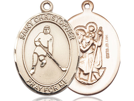 14kt Gold Filled Saint Christopher Ice Hockey Medal