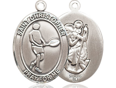 Sterling Silver Saint Christopher Tennis Medal