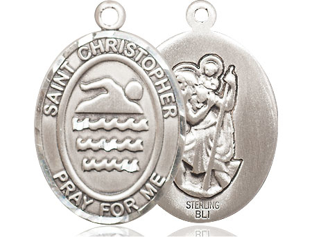 Sterling Silver Saint Christopher Swimming Medal