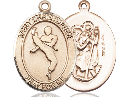 14kt Gold Filled Saint Christopher Martial Arts Medal