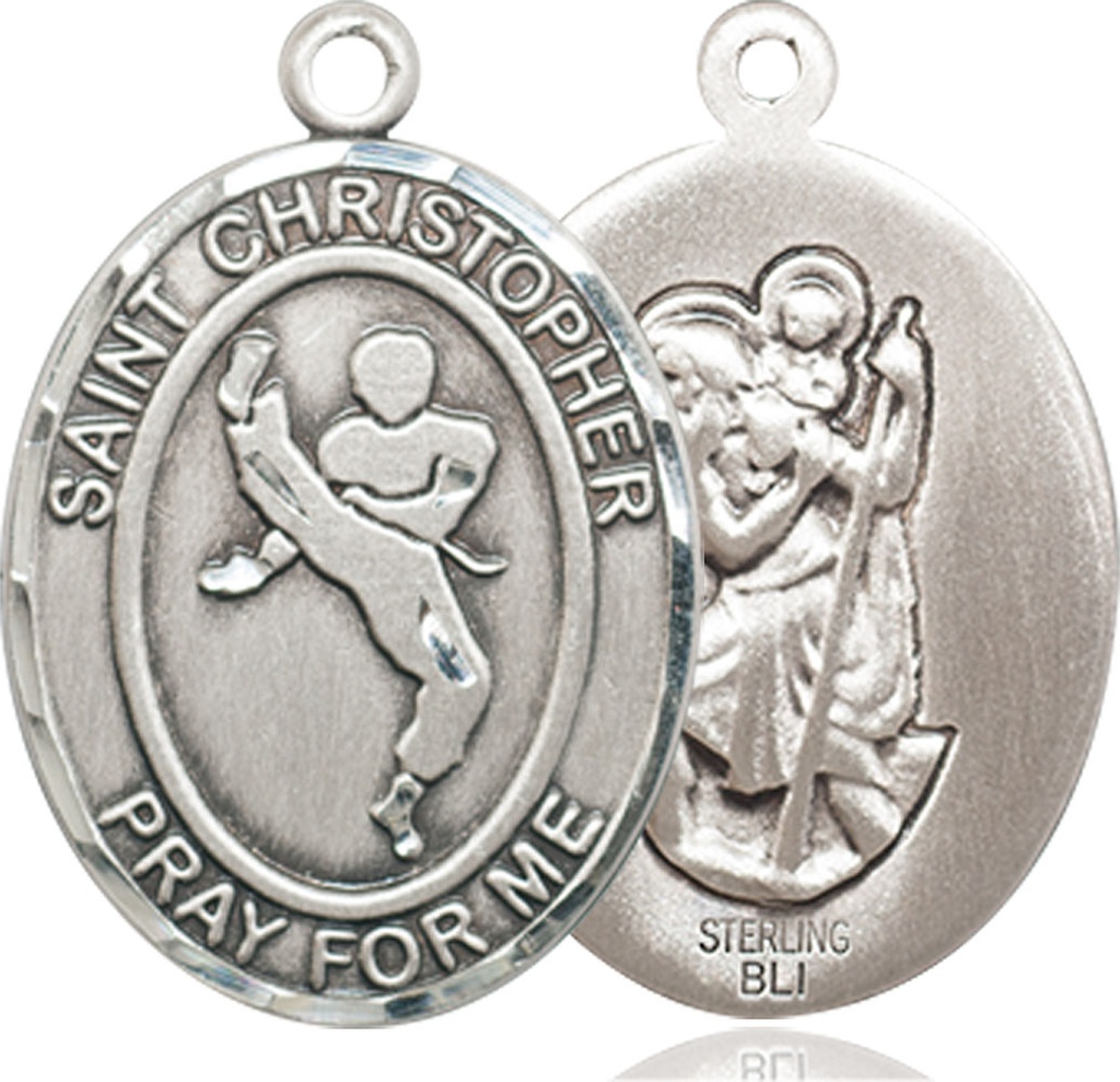 Sterling Silver Saint Christopher Martial Arts Medal
