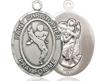 Sterling Silver Saint Christopher Martial Arts Medal