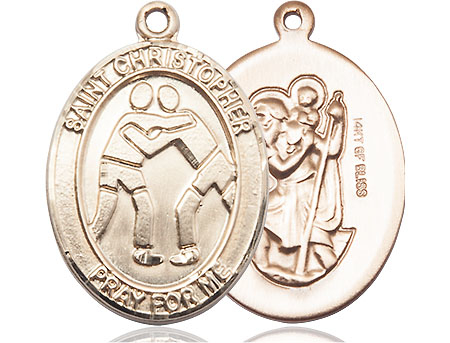 14kt Gold Filled Saint Christopher Wrestling Medal