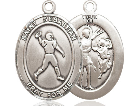 Sterling Silver Saint Sebastian Football Medal