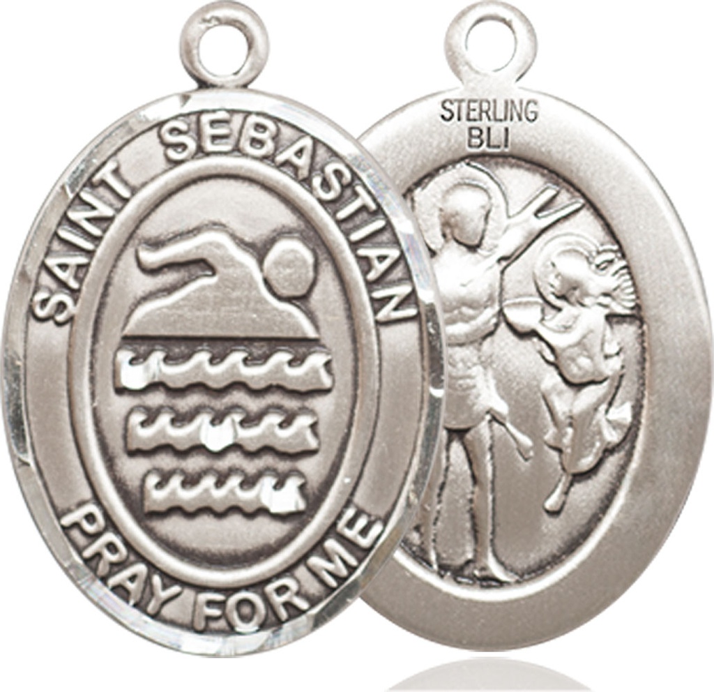Sterling Silver Saint Sebastian Swimming Medal