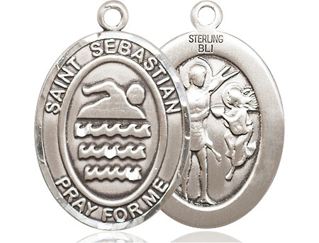 Sterling Silver Saint Sebastian Swimming Medal