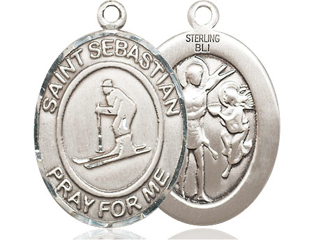 Sterling Silver Saint Sebastian Skiing Medal