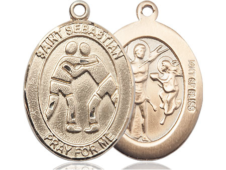 14kt Gold Filled Saint Sebastian Wrestling Medal