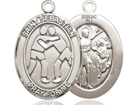 Sterling Silver Saint Sebastian Wrestling Medal