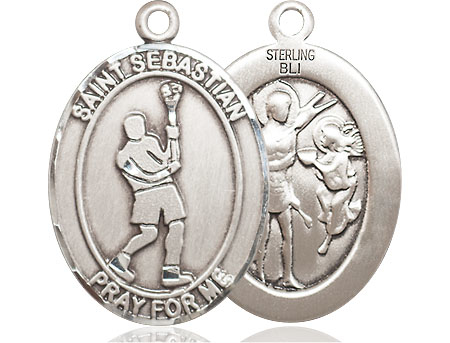 Sterling Silver Saint Sebastian Lacrosse Medal