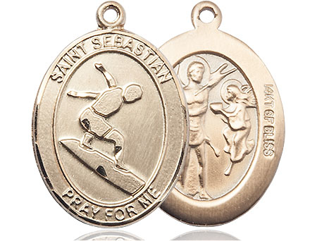 14kt Gold Filled Saint Sebastian Surfing Medal