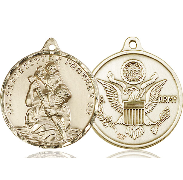 14kt Gold Saint Christopher Army Medal