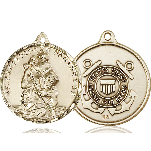 14kt Gold Saint Christopher Coast Guard Medal