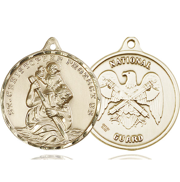 14kt Gold Saint Christopher National Guard Medal