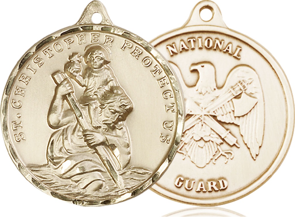 14kt Gold Saint Christopher National Guard Medal