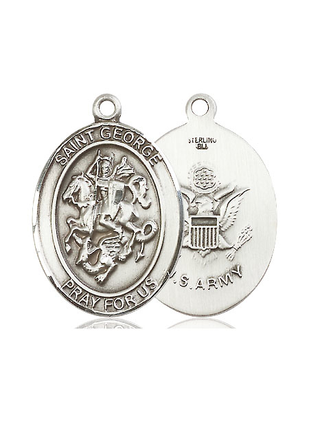 Sterling Silver Saint George Army Medal