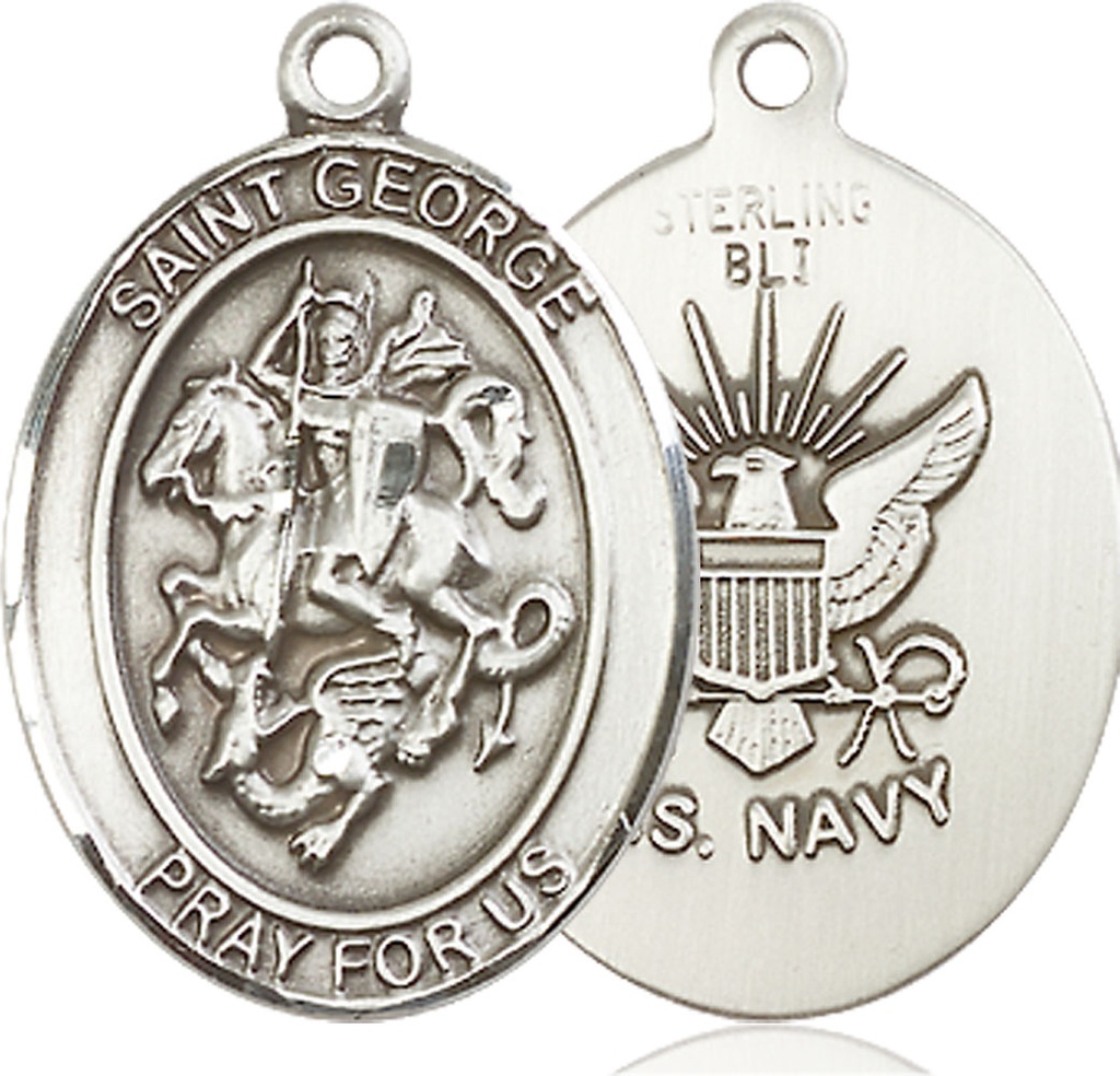 Sterling Silver Saint George Navy Medal