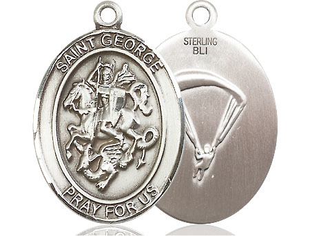 Sterling Silver Saint George Paratrooper Medal