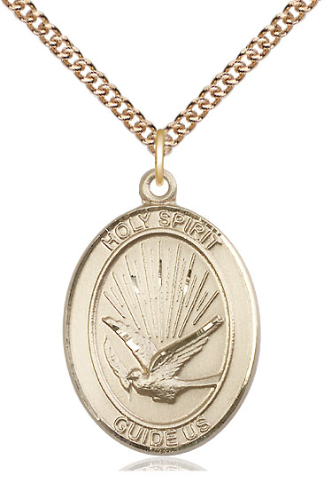 14kt Gold Filled Holy Spirit Pendant on a 24 inch Gold Filled Heavy Curb chain