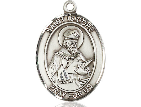 Sterling Silver Saint Isidore of Seville Medal