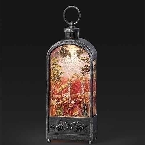 12&quot;H Led Swirl Nativity Bronze - Lantern Printed Scene Pt/Cd - Christmas