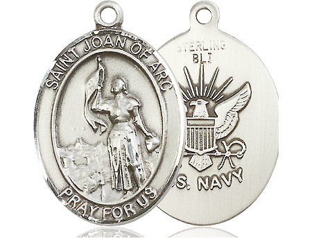 Sterling Silver Saint Joan of Arc Navy Medal