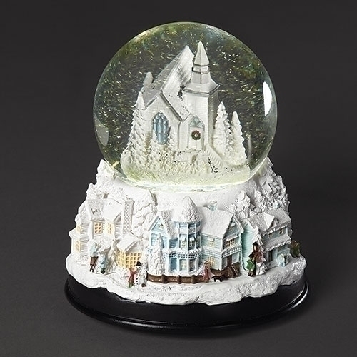 6.5&quot;H Musical Led Swirl Church - In Dome; 100Mm; Port/Cord - Christmas
