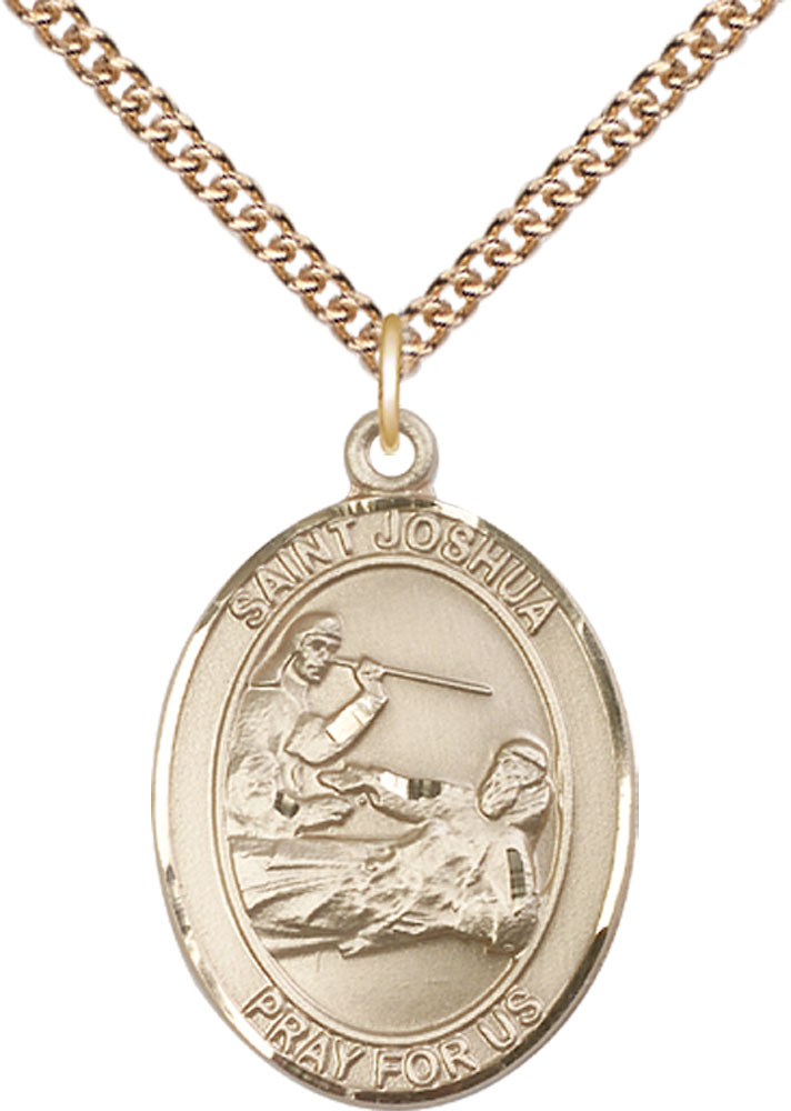 14kt Gold Filled Saint Joshua Pendant on a 24 inch Gold Filled Heavy Curb chain