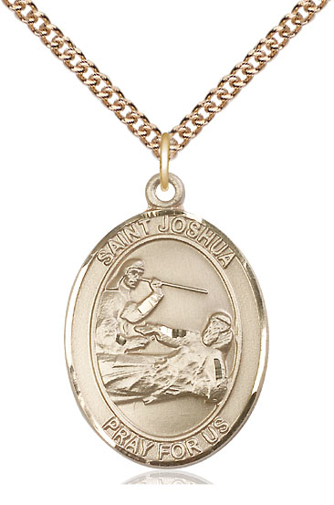 14kt Gold Filled Saint Joshua Pendant on a 24 inch Gold Filled Heavy Curb chain