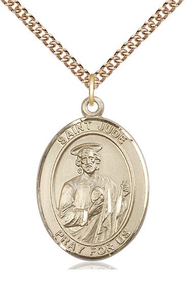 14kt Gold Filled Saint Jude Pendant on a 24 inch Gold Filled Heavy Curb chain