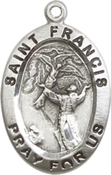 [3989SS] Sterling Silver Saint Francis of Assisi Medal