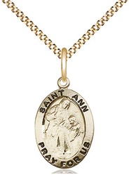 [3993GF/18G] 14kt Gold Filled Saint Ann Pendant on a 18 inch Gold Plate Light Curb chain