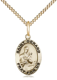 [3994GF/18G] 14kt Gold Filled Saint Gerard Majella Pendant on a 18 inch Gold Plate Light Curb chain
